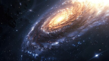 Admire the grace of a spiral galaxy amidst the boundless cosmos. Ai Generated.