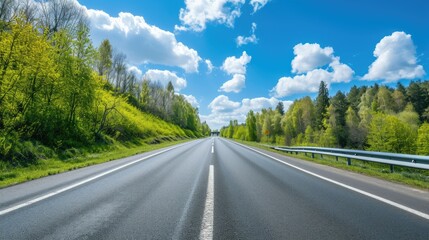 Fototapeta premium Highway, highway on the background of nature. Autumn or spring landscape.