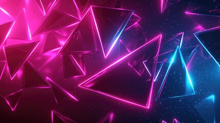Neon shapes form an abstract background, featuring luminous neon shards for a striking effect, Ai Generated