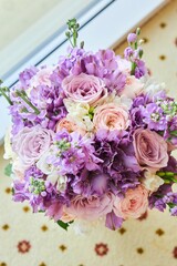 A composition of flowers from a florist. Decoration of an event or holiday. Wedding bouquet