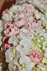 The composition is made by florists from fresh flowers