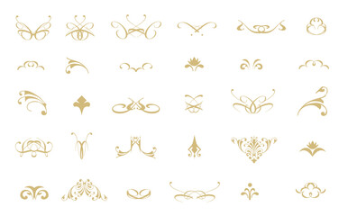 Fototapeta premium 黄金の装飾ベクターイラスト素材セット