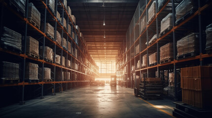 Efficiently Organized Warehouse Interior with Natural Light