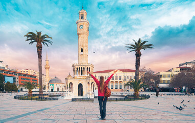 the clocktower in Izmir square, Turkey - obrazy, fototapety, plakaty