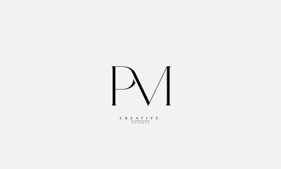 Alphabet letters Initials Monogram logo PM MP P M