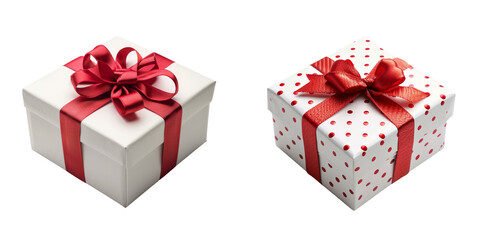 Obraz premium Valentines Gift Box Set Isolated on Transparent or White Background, PNG