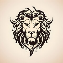 Fototapeta premium tribal lion tattoo sketch logo illustration. lion king logo. vector logo illustration