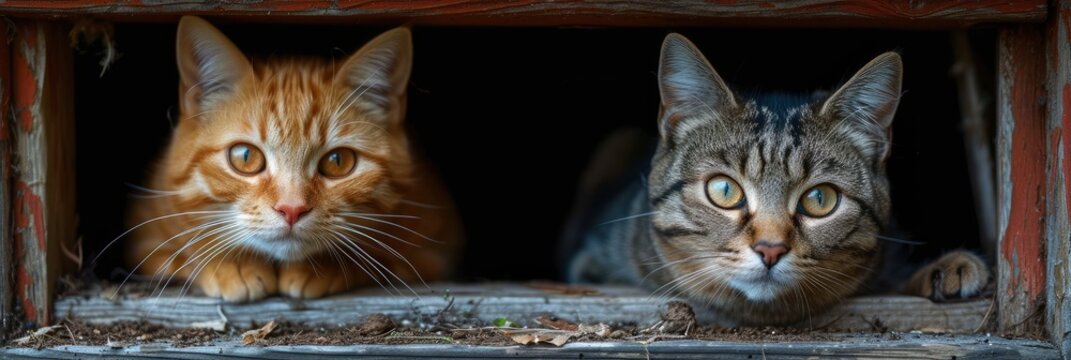 Two Cats Wooden Cat House Living, Desktop Wallpaper Backgrounds, Background HD For Designer