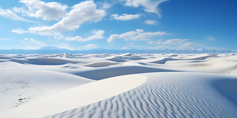 Landscape of White Sand Dunes with Clear Blue Sky View