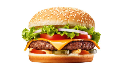 burger on white isolated on clear png background and transparent background. food drink and dessert concept for cafe and restaurent, AI generative. 
