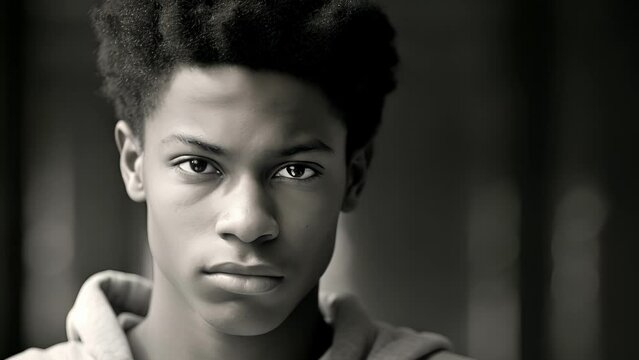 A young, compelling student b with audacity and wit. His intense gaze mirrors the unwavering determination in his heart. His hair, short and neat, reflects his disciplined demeanor while