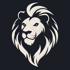 black and white Logo illustration of  a lion