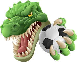 A crocodile, dinosaur or alligator lizard soccer football sports mascot