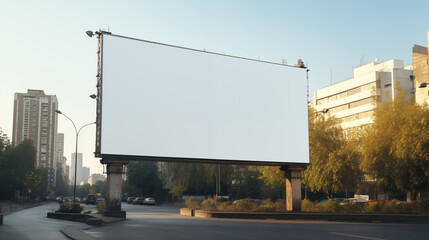Blank large sign billboard in street on capital town