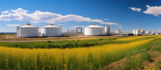 Natural gas storage tanks in large fields