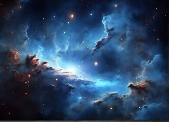 Blue space galaxy cloud nebula and Stary night cosmos in Universe science astronomy background wallpaper from Generative AI