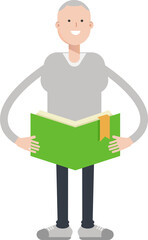 Man Character Reading Book
