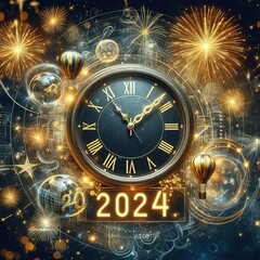 Fototapeta na wymiar new year clock on the wall