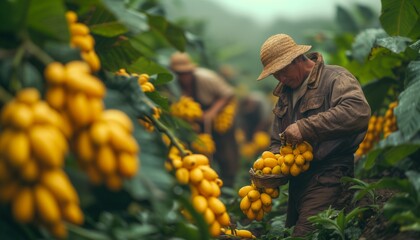 Fruit Picking in Summer: People on Plantation