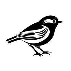 Obraz premium Minimalist Black and White Bird Closed Wings Right Side View Vector Logo Design on White Background