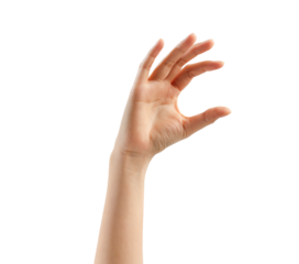 Hand holding or pointing to something on white backgrounds, clipping path.