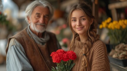 Mature Man and Woman Standing Together on a City Street