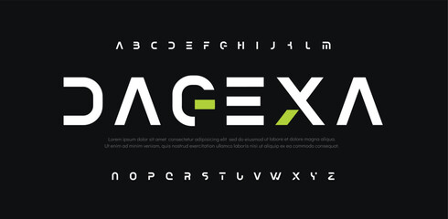 Abstract minimal modern alphabet fonts. Typography urban style fonts for technology, digital, movie logo design. vector illustration - obrazy, fototapety, plakaty