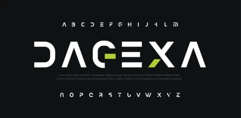 Fotobehang Abstract minimal modern alphabet fonts. Typography urban style fonts for technology, digital, movie logo design. vector illustration © Top1