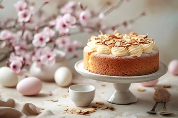 Zelfklevend Fotobehang Traditional Easter baking sweet cake for the holiday. © Мария Фадеева