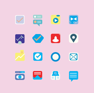 Set of classic Icons. Simple Flat Style. Business, internet, web design.