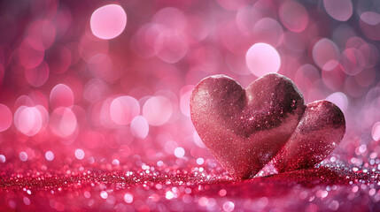 Fototapeta premium pink heart with bokeh
