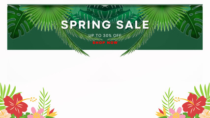 Spring sale background with beautiful flower. Vector illustration