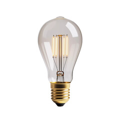 Light bulb isolated on transparent background. Generative ai design art.