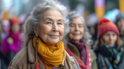 Fototapeta premium Group of Women Walking Down a City Street