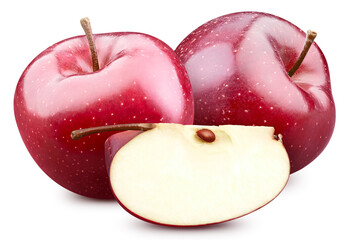 Fresh organic apple with leaves isolated