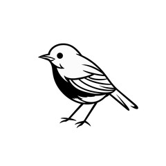Obraz premium Minimalist Black and White Small Bird with Feather Puffed Out Vector Logo Design on White Background