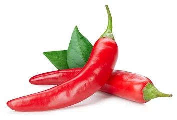 Afwasbaar Fotobehang Hete pepers Fresh organic Red hot chili pepper isolated