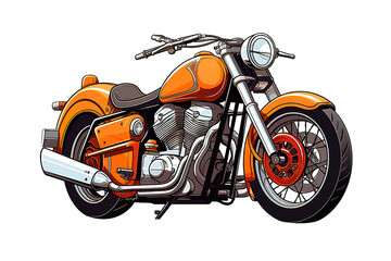 cartoon, illustration, anime, art, character, motorcycle, motorbike, isolated on PNG Background. Generative Ai.