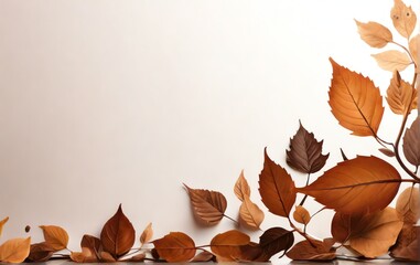 Black leaves border isolated on white artistic background from Generative AI