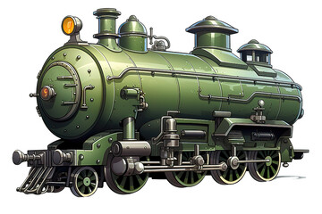 Naklejka premium Vintage old locomotive train isolated on PNG Background. Generative Ai.