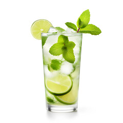 Cassic Mojito cocktail isolated on white background. Generative Ai.