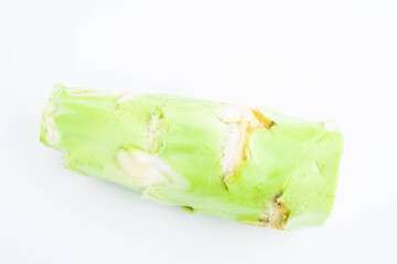 Fresh mustard heads on white background