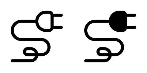 Editable electrical plug, cord, cable, wire vector icon. Construction, tools, industry. Part of a big icon set family. Perfect for web and app interfaces, presentations, infographics, etc