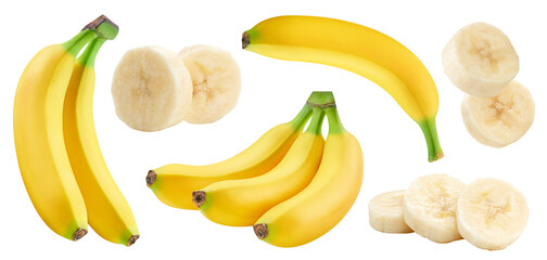 Ripe banana fruit slice isolated