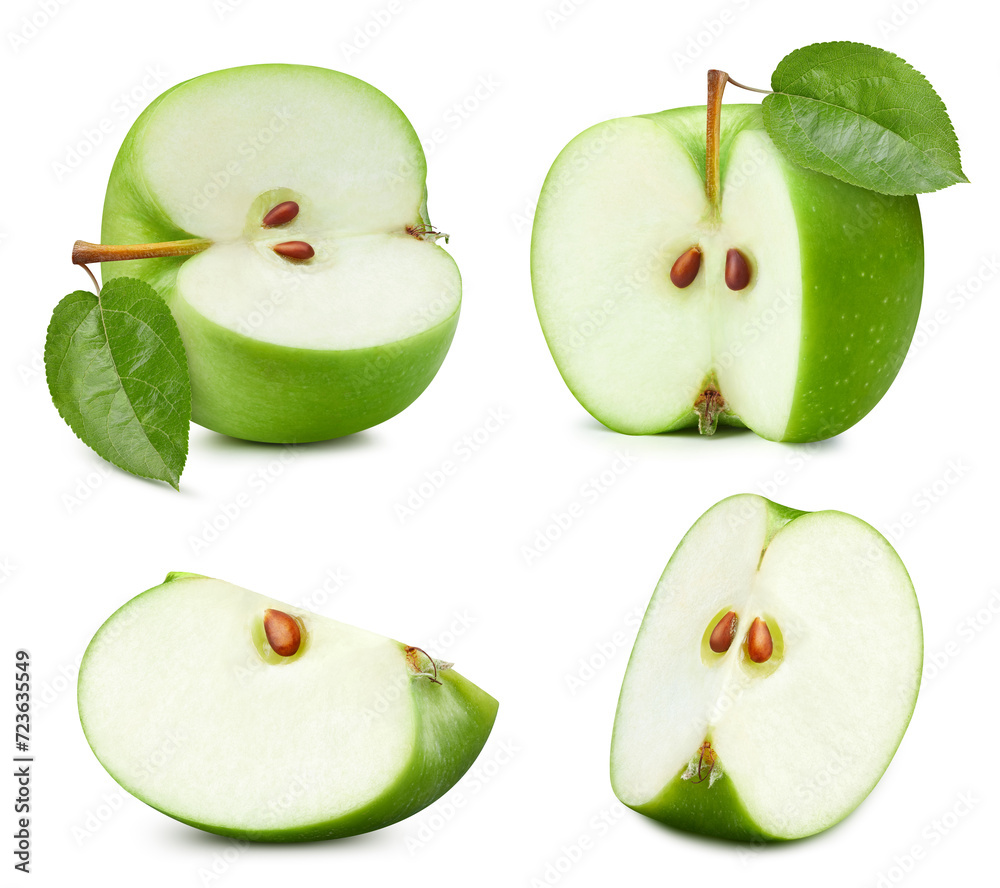 Poster Green apple slice Clipping Path