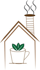 illustration of an background. a tea house logo design with leaf . A vector file design.