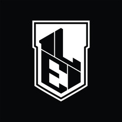 LE Logo monogram hexagon geometric up and down inside shield isolated style design template