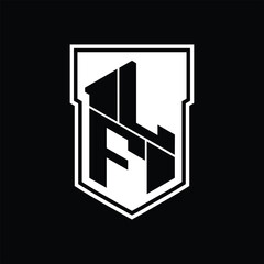 LF Logo monogram hexagon geometric up and down inside shield isolated style design template