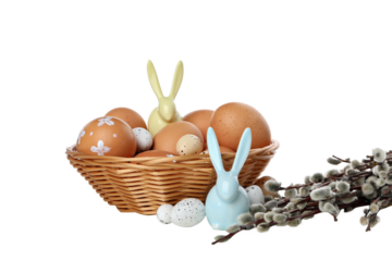 PNG, Concept of Easter with willow, isolated on white background