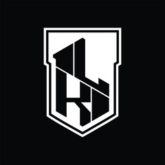 LK Logo monogram hexagon geometric up and down inside shield isolated style design template